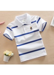 Jargazol T-shirt Children's Clothing Turn-down Collar T-shirt Summer Baby Boys Striped Color Baby Clothes