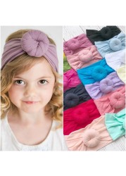 Newborn Baby Girls Wide Nylon Bow Headband Super Soft Knot Bow Nylon Head Bands