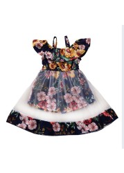 Toddler Kids Vestidos Baby Costume Girl Dress Summer Clothes Floral Mesh Tulle Princess Dress Boho Girls Sukienki Girl Dress