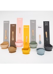 New Colors Feeding Set Food Grade Silicone Baby Dish Set Non-silp Suction Bowl Spoon Kids Dinnerware BPA Free Tableware Dropship