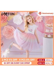 DXTON-Girls Summer Dresses Princess Kids Clothes Flying Sleeve Unicorn Dress 2021