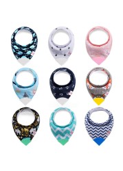 Baby Bibs With Teether Baby Stuff Triangle Bib Silicone Baby Scarf Cotton Drooling Cloth Towel Burp Feeding Infant Towel