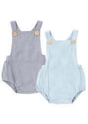 Summer Newborn Infant Baby Boys Girls Rompers Playsuit Jumpsuit Overalls for Kids Cotton Linen Sleeveless Baby Clothing