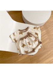 Baby Boys and Girls Summer Clothes Soft Cotton Baby Short Sleeve Tops + Pants 2 Pieces Baby Clothing Sets