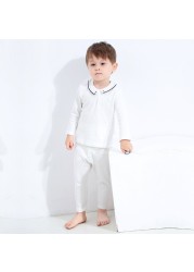 Baby cotton clothes, long-sleeved shirt and white pants, simple, spring and autumn new collection