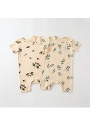 YG newborn tight jumpsuit boys summer clothes girls cotton foreign style printed thin baby short-sleeved jumpsuit summer style