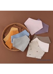 67JC 3pcs Soft Cotton Triangle Scarf Solid Color Snap Button Bib Feeding Baby Saliva Saliva Towel Bandana Burp Cloth Baby Stuff