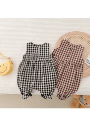 Autumn Baby Jumpsuit 0-24M Sleeveless Knitted Cotton Baby Boy Rompers Solid Newborn Kids Clothes Baby Girl Winter Playsuit