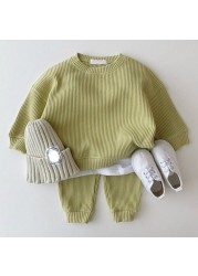 Bear Leader Korean Baby Cotton Knitting Clothing Set Kids Boys Girls Spring Autumn Loose Tracksuit Pullovers Tops+Pants 2pcs