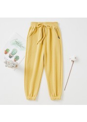 Spring Autumn Girls Pants Cotton Solid Pants Trousers For Baby Boys Casual Track Pants