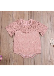 Ma & Baby - Lace Ruffled Jumpsuit For Baby Girls 0-18 Months Summer Newborn Clothes