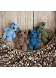 Newborn Teddy Bear Knit Mohair Animal Stuffer Photography Props Crochet Baby Photo Shoot