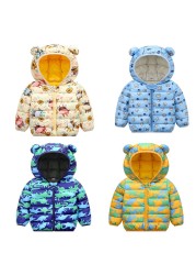 Autumn Winter Baby Kids Solid Outerwear Infant Boys Girls Hooded Jacket Coats Clothes Christmas Cotton Quilted Clothes JYF