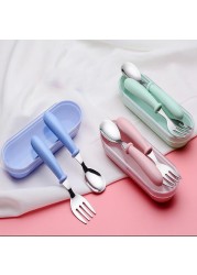 Baby gadgets cutlery set children utensils stainless steel baby dinnerware cutlery cartoon infant food feeding spoon fork