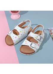 2022 Fashion Women Sandals Summer White Soft Anti-slip Kids Shoes Children Cork Shoes For Girls Sandals Commercial Beach Shoes