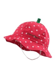 Kids Red Strawberry Dot Hat Baby Spring Summer New Cotton Bucket Cover Lovely Outdoor Sun Hat