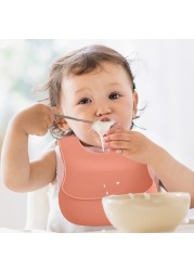 Baby Silicone Tableware Set Baby Feeding Dishes BPA Free Bowl Plate Bibs Spoon Fork Sets Children Non-slip Dinnerware