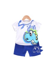 New summer baby boys children's clothing girls cute cartoon cotton T-shirt shorts 2pcs/sets baby casual outfit kids tracksuits