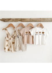 2022 Summer Baby Boys Girls 2 Pieces Sets Cotton Cartoon Short Sleeve Round Collar T-shirt + Shorts Infant Suit Clothes Set