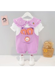 2022 Summer Fashion Cute Baby Girls Clothing Sets Baby Boy Casual Clothes T-shirt Rabbit Overalls Children Kids Clothes