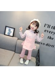 Toddler Girl Clothes Set Kids 2022 Fashion Infant Spring Autumn 2pcs Outfit Striped Fake Two Tops+Wide Leg Pants Baby Tracksuits