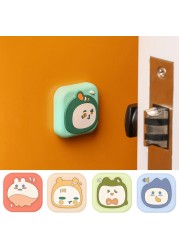 4pcs Silicone Door Bumpers Self-adhesive Wall Protectors Cute Mute Anticollision Cartoon Door Handle Protective Muffler Pad