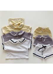 Fashion Baby Boys Girls Clothes Set for Summer Preppy Style Kids Casual Short Sleeve Top + Shorts 2pcs Baby Clothes for 0-4Y