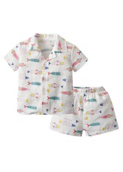 100 Cotton Children's Sleepwear Pajamas Kids Girls Clothes Toddler Girls Button Down Sleepwear Pajamas Suits Girl Sets