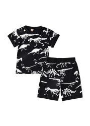 2pcs/set Children's Clothing Boys Dinosaur Casaul Short Sleeve Shorts Set Suit Cute Cartoon Boys Clothes Set 1-6 Years