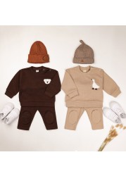 baby boy clothes set 2pcs organic cotton patch goose tops+tops+pants children kids outfits baby boy girl clothes sets