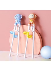 1 Pair Cartoon Learning Chop Sticks Reusable Training Baby Chopsticks or Feeding Spoon Tableware Learning Eating Set with Box