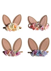 Baby Wide Bunny Ear Floral Headbands Photography Prop Lacehair Bows Bands For Babies Infant Hairbands Hair Accessories