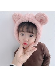 Winter Kids Bunny Hat Cute Plush Warm Baby Hat For Boy Girl Imitation Lamb Wool Baby Bonnet Infant Cap Kids Hat 1-3 Years