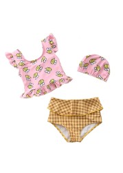 Happyflute Toddler Baby Girls Swimwear 2pcs Girls Swimwear With Cap Children Swimwear Kids Beach Wear