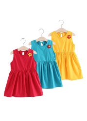 2022 Summer Kids Sleeveless Dresses for Little Girls Dress for Wedding Party Baby Girl Casual Clothes Children Princess Vestidos