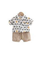 New summer baby clothes suit children boys cartoon casual shirt shorts 2pcs/sets baby costume infant clothing kids tracksuits