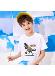 2022 Fashion Boys and Babies' Short Sleeve T-shirt Boys T-Rex Crewneck Dinosaur T-shirt Cotton Tops Tees Summer Clothes