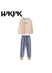 WKPK 4-18Year Girl Clothes New Spring Autumn Kids Sets Casual Outdoor Tracksuit Fashion Comfortable Family Children Clothes