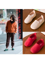 Unisex Kids Shoes Boys Girls Slip On Shoes Kids Casual Sneakers Solid Color Soft Baby Boys Flats 4 Colors