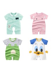 0-24 months newborn romper infant stuff baby clothes girl summer T-shirt with lucky cat kitty duck unisex clothes baby outfit