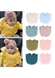 1pc Cute Boy Girls Lace Bibs Soft Cotton Adjustable Lace-up Baby Bib Burp Cloths For Babies Feeding Saliva Towel