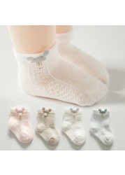 3pairs/lot Girls Socks Summer Breathable Children Short Ankle Socks for 1-12 Years Kids Soft Cotton Lace Princess Mesh Socks