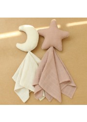 100% Organic Cotton Muslin Baby Safety Blanket Moon Star Game Ins Baby Comforter Newborn Appease Towel