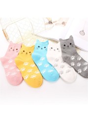 Cartoon cute cat kids socks candy color socks boys girl cotton sock wholesale children accessories newborn