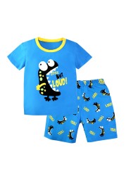 Boys Short Sleeve Cotton Pajamas Sets Dinosaur Boys Sleepwear Sets Teenage Kids Pajamas For Boys 3 4 5 6 7 8 9 10 11 12 Years