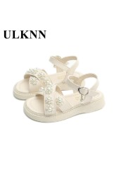 Children Beach Shoes Toddler Wholesale Pearl Flower Shoes 2022 Baby Summer Girl New Open Toed Sandals Cuhk Baby Lady Cute Sandals