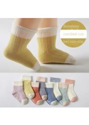 4 Pairs Cotton Baby Socks Cotton Socks Baby Boys Girls Cute Lovely Anti-Slip Socks Toddler Kids Fashion Soft Socks Autumn