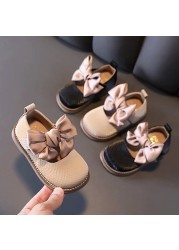 Spring Autumn Children Baby Bowknot Princess Leather Shoes For Kids Girls 2022 New