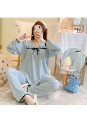 Fashion Cotton Maternity Nursing Pajamas Long Sleeve Pregnant Women Sleepwear Pregnancy Clothes Breastfeeding 2pcs Pajamas Suit