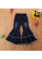 Spring Autumn Kids Girls Jeans Casual All-match Trumpet Jeans Flared Pants Children Pants Outfits Kids Clothes 2-7 Years